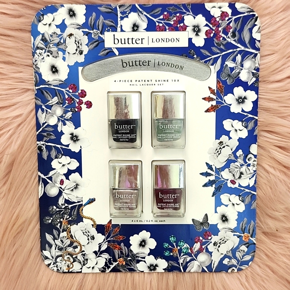 Brand New BUTTER LONDON 4-PIECE PATENT SHINE 10X NAIL LACQUER SET